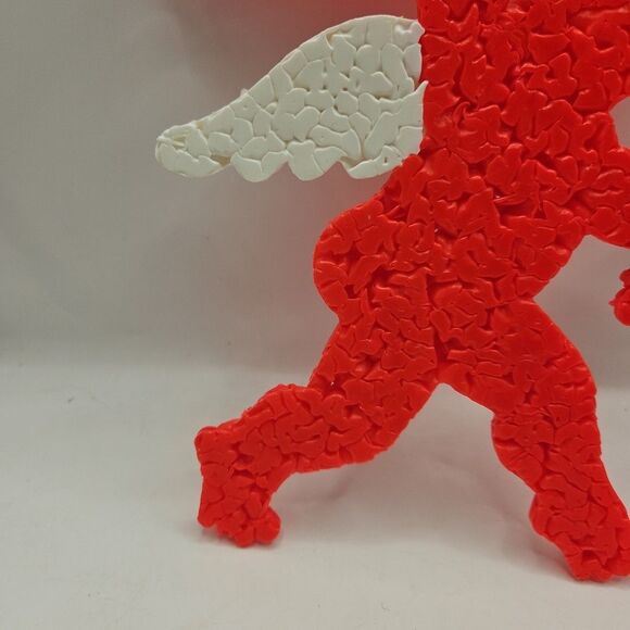 Vintage Melted Plastic Popcorn Cupid Decoration Valentine's Day 10" High - Picture 10 of 16